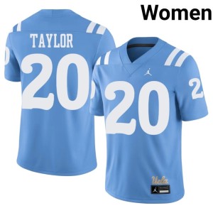 Light Blue Scott Taylor University Bruins #20 Women College Football Jersey 919856-925